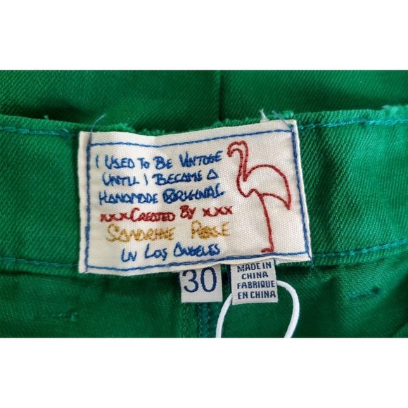 SALE NWT Sandrine Rose X Free People Green Wide Leg Painter Crop Pants Sz 30 - Picture 11 of 11